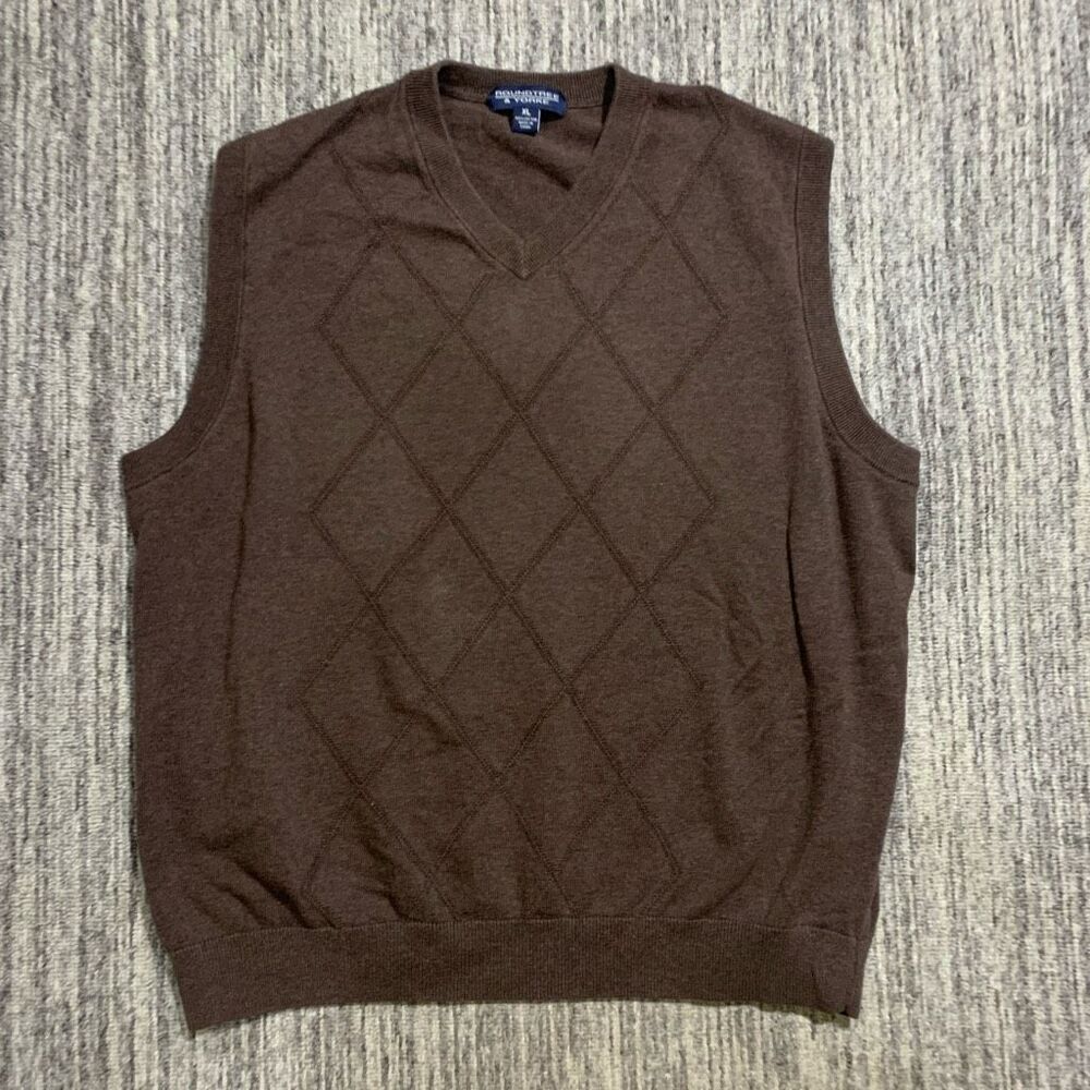 Vintage Y2K Roundtree & Yorke Men's XL 100%‎ Cotton Vest Jacket Grandpa Core